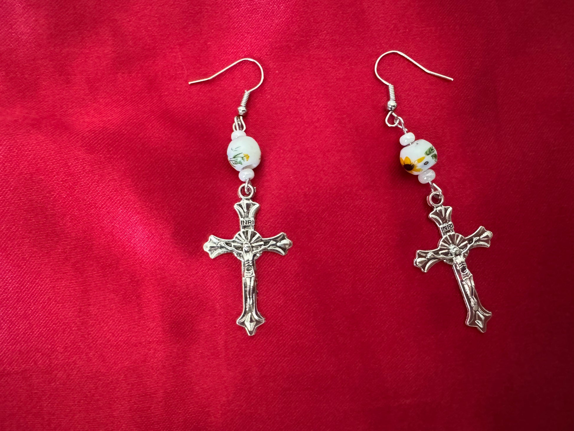 Sunflower Porcelain Bead Earring
