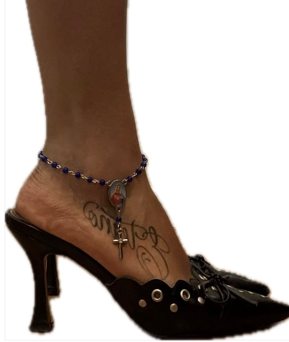 Blue Rosary Anklet