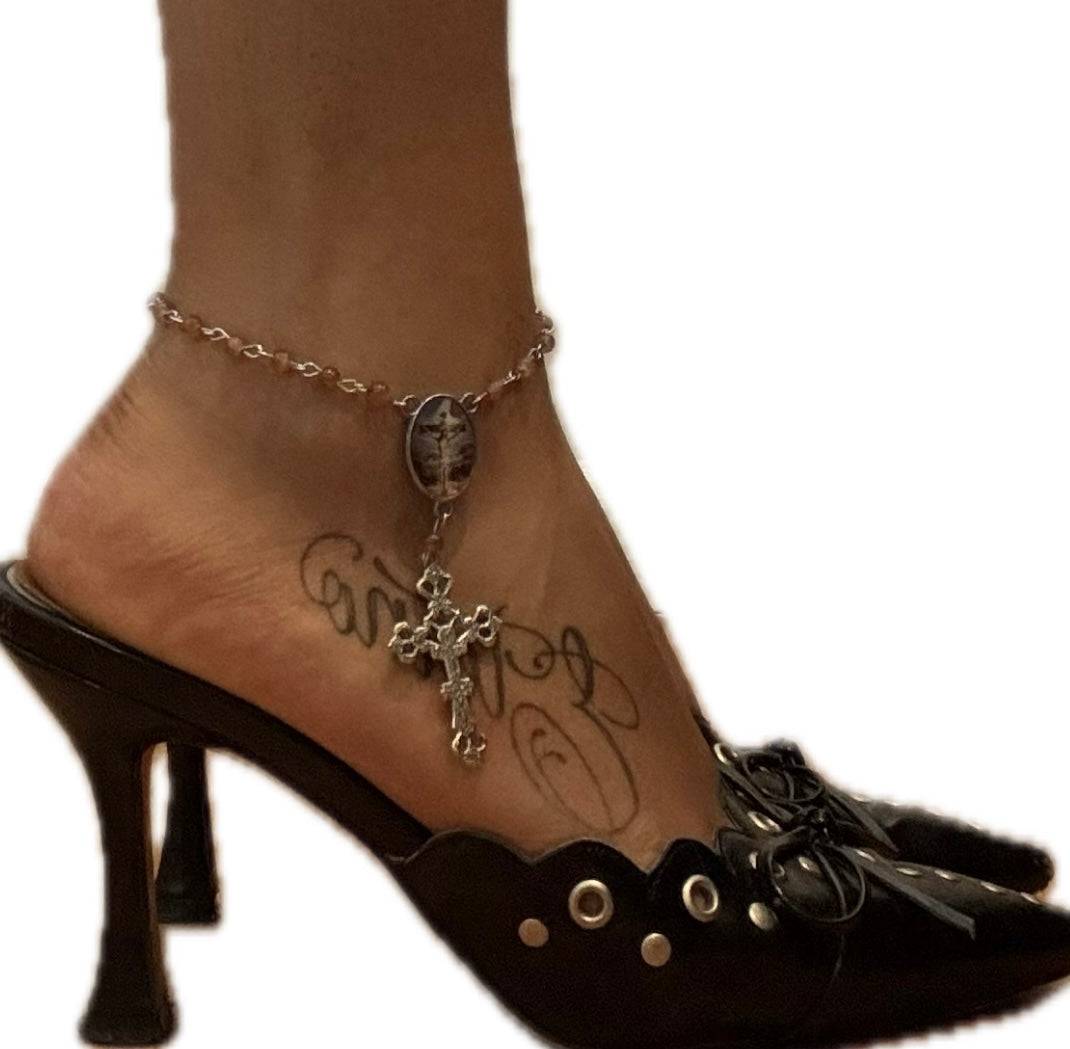 Brown Rosary Anklet